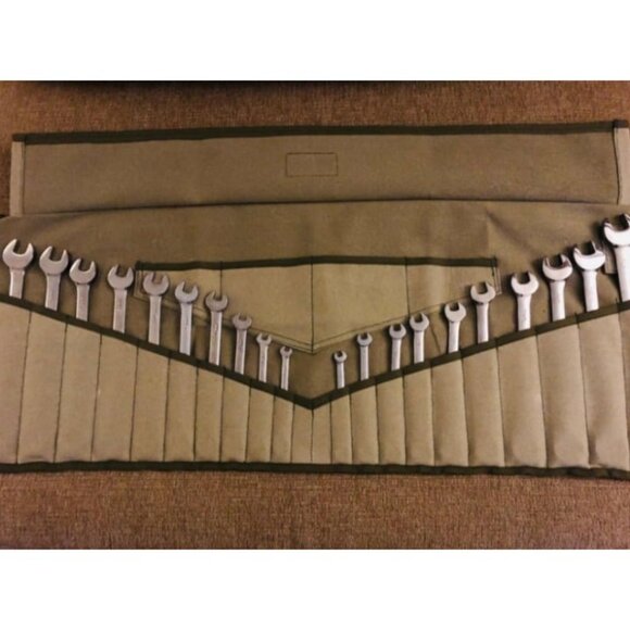 Wrench Roll Organizer Metric & SAE Roll Up Tool Pouch Bag Handmade, Heavy Weight - Picture 1 of 2